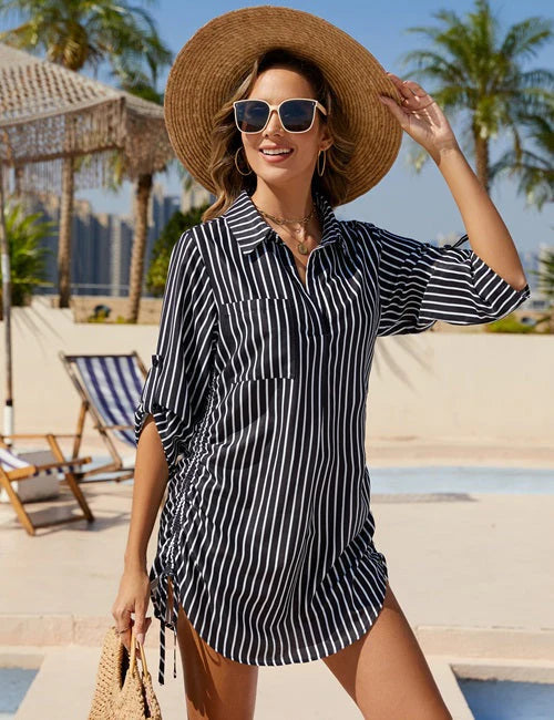 Carolina - Camisa ligera de playa con cintura ajustable
