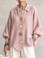 Emma - Cárdigan oversize con cuello y botones metálicos grandes