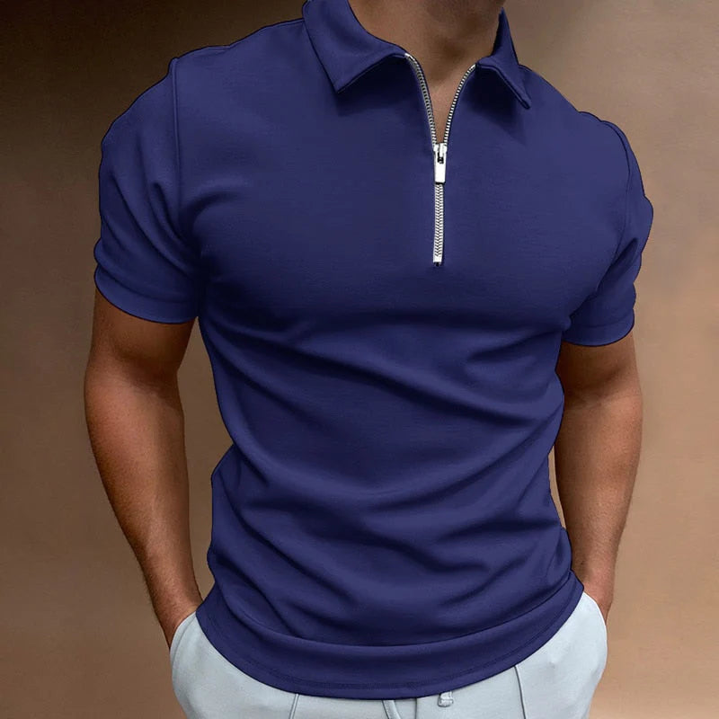 Teo - Polo con Cremallera y Corte Moderno