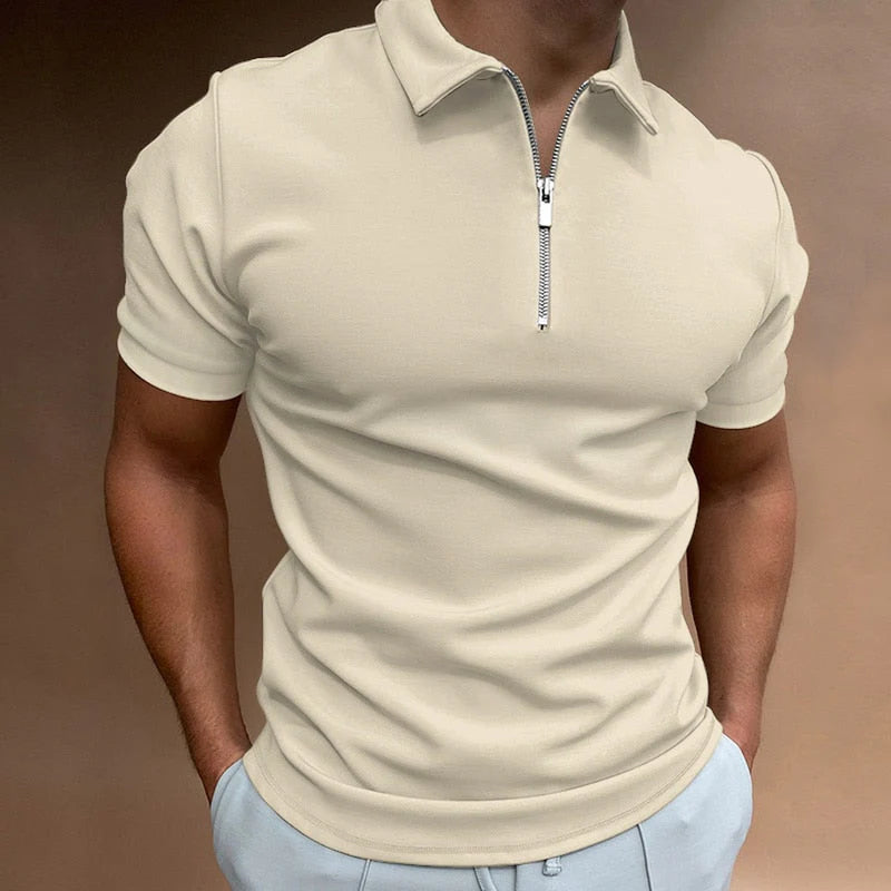 Teo - Polo con Cremallera y Corte Moderno