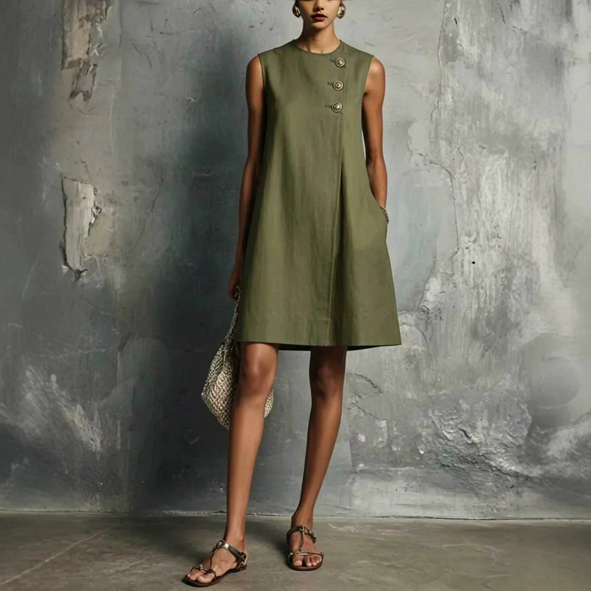 NORA - MINIVESTIDO ASIMÉTRICO CON BOTONES