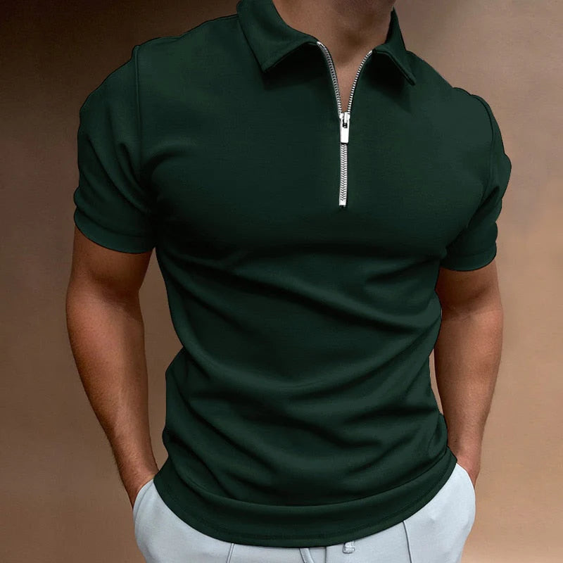 Teo - Polo con Cremallera y Corte Moderno