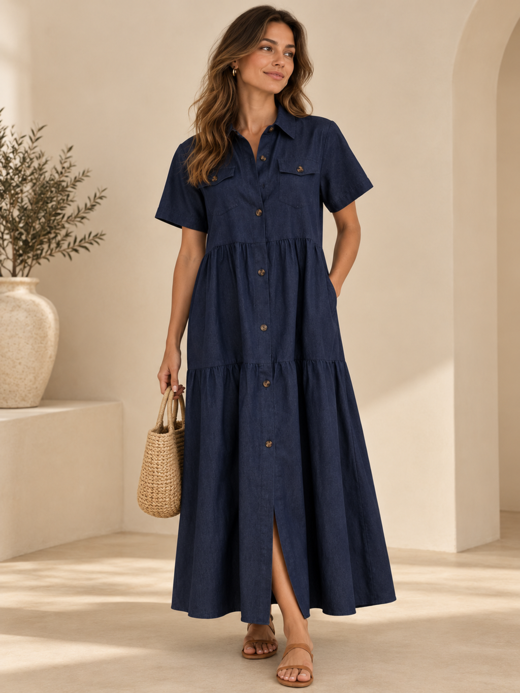 Elizabeth -  VESTIDO MIDI CON BOTONES DELANTEROS