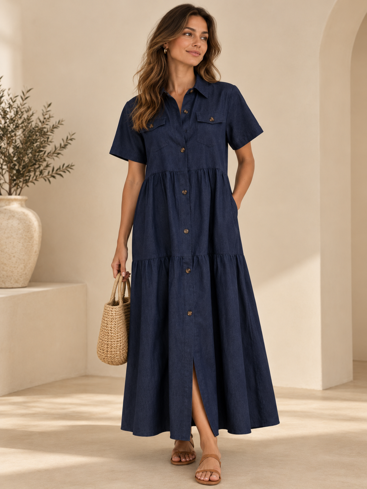Elizabeth -  VESTIDO MIDI CON BOTONES DELANTEROS