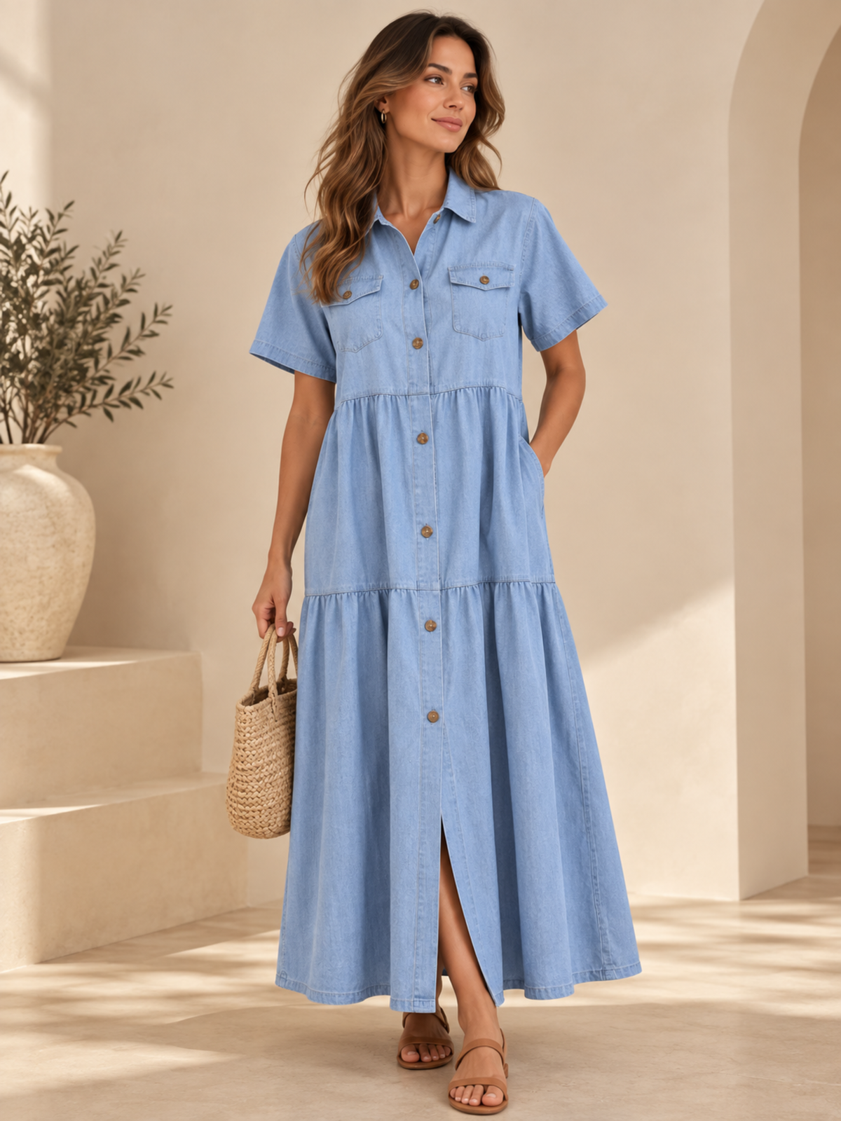 Elizabeth -  VESTIDO MIDI CON BOTONES DELANTEROS