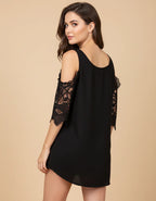 Fely - Blusa de encaje con hombros al descubierto y cremallera