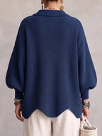 Emma - Cárdigan oversize con cuello y botones metálicos grandes