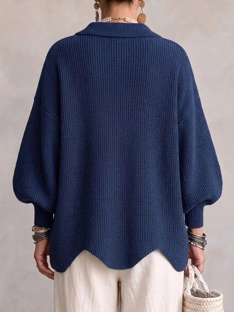 Emma - Cárdigan oversize con cuello y botones metálicos grandes